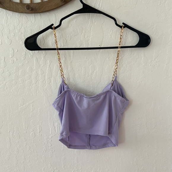 Just Polly Purple Gold Chain Crop Bustier Corset Top XS/S - Picture 6 of 7
